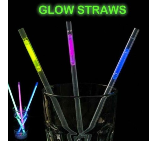 Karanlıkta Parlayan Glow  Fosforlu Pipet 3 Renk 3 Adet