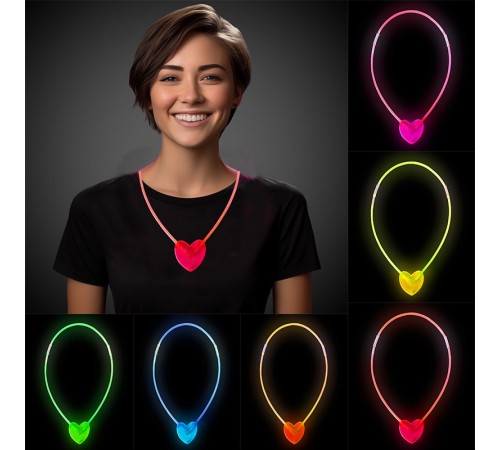 Karanlıkta Yanan Glow Kalp Şekilli Kolye 6 Renk 6 Adet