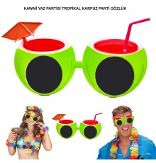 Karpuz Şekilli Tropikal Hawaii Yaza Merhaba Parti Gözlüğü