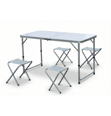 Katlanabilir Alüminyum Kamp Masa 4'lü Tabure Seti