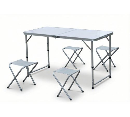 Katlanabilir Alüminyum Kamp Masa 4'lü Tabure Seti