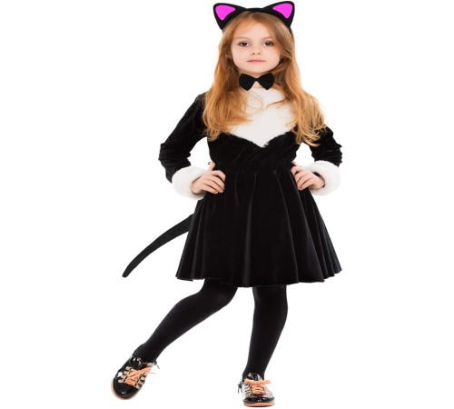 Kedi Kulak Taç Kuyruk ve Papyon 3 lü Set Çocuk Boy Fuşya Renk