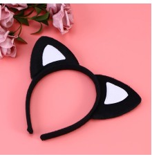 Kedi Kulak Taç Siyah İçi Beyaz Renk Pofuduk 15X17 cm