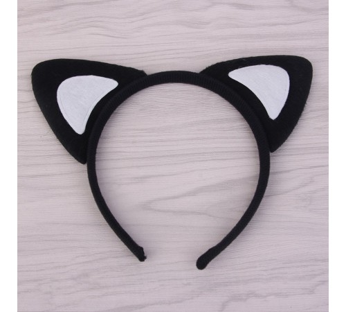 Kedi Kulak Taç Siyah İçi Beyaz Renk Pofuduk 15X17 cm