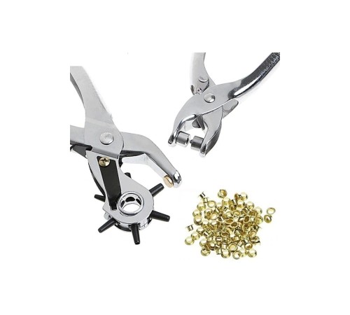 Kemer Delme ve Perçin Pensesi Ikli Set Deri Plastik Delici