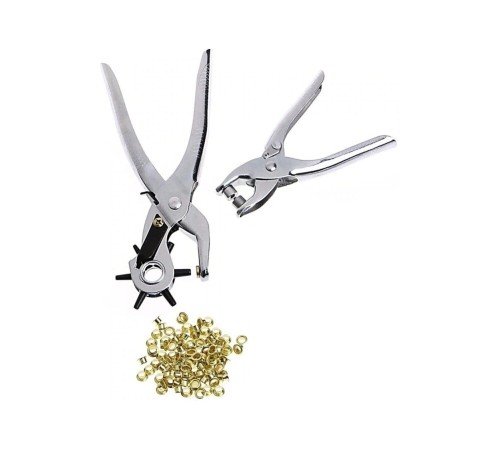 Kemer Delme ve Perçin Pensesi Ikli Set Deri Plastik Delici