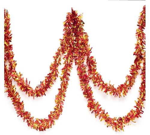 Kırmızı Altın Renk 4 cm Genişlik Garland Çift Renk Sim Süs 180 cm