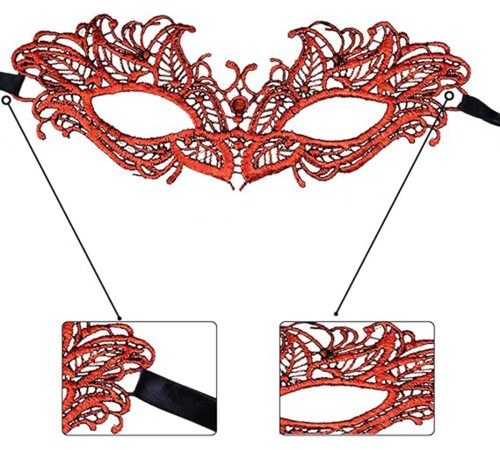 Kırmızı Dantel Masquerade Maskesi 5 No