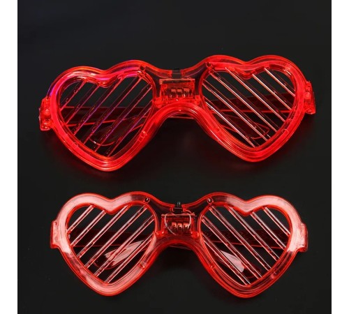 Kırmızı LED Işıklı Kalp Gözlük – 3 Modlu Parti & Glow Gözlüğü