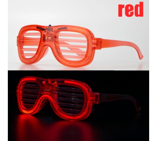 Kırmızı Led Işıklı Parti Gözlüğü - Neon Glow Şerit Gözlük 3 Modlu