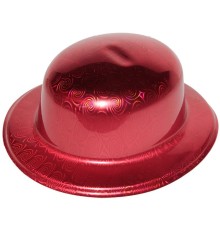 Kırmızı Renk Hologramlı Plastik Yuvarlak Melon 27x24 cm