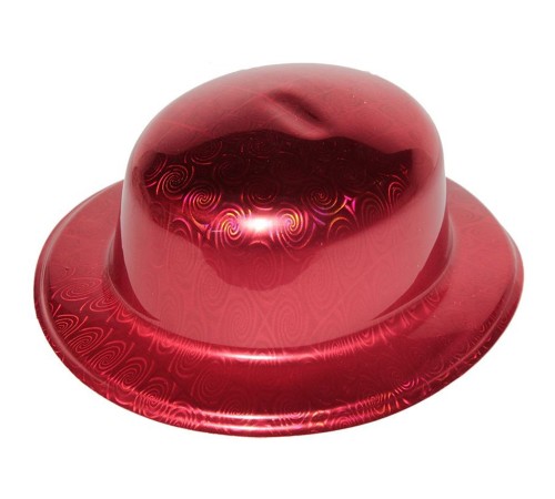 Kırmızı Renk Hologramlı Plastik Yuvarlak Melon 27x24 cm