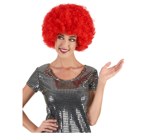 Kırmızı Renk Kıvırcık Afro Bonus Peruk