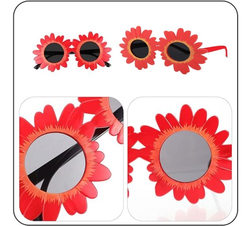 Kırmızı Renk Papatya Şekilli Parti Gözlüğü 18x10 cm