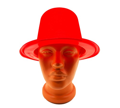 Kırmızı Renk Plastik Nubuk Kadife Flok Kaplama Fötr Şapka 11 cm