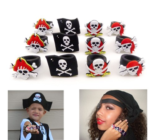 Kırmızı Renk Şapkalı Çocuk Uyumlu Plastik Korsan Yüzüğü
