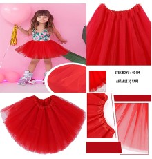 Kırmızı Renk Tütü Etek Bale Eteği Gösteri Eteği Çocuk Bebek Boy