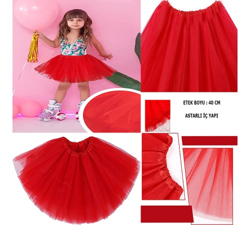 Kırmızı Renk Tütü Etek Bale Eteği Gösteri Eteği Çocuk Bebek Boy