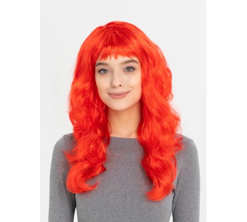 Kırmızı Renk Uzun Dalgalı Parti Peruğu