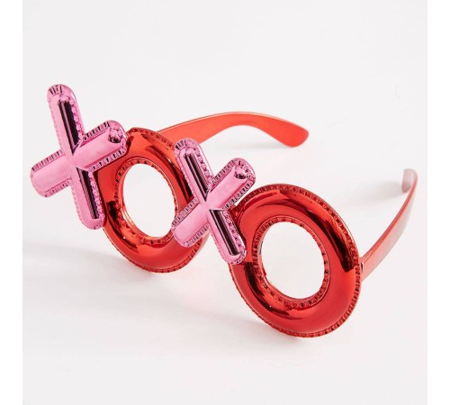 Kırmızı Renk Xoxo Yazılı Parti Gözlüğü 17x7 cm