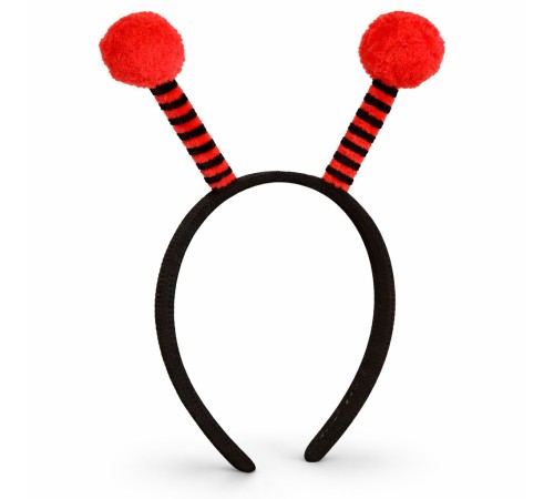 Kırmızı Siyah Uğur Böceği Antenli Taç - Çocuk Uğur Böceği Tacı Mega Ponponlu