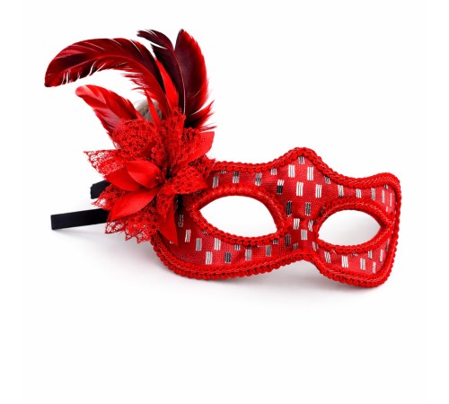 Kırmızı Tüylü Balo Maskesi Kadın Parti Aksesuarı