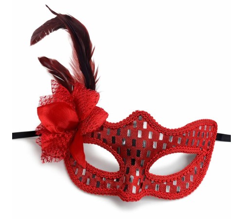 Kırmızı Tüylü Balo Maskesi Kadın Parti Aksesuarı