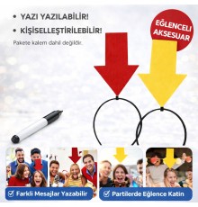 Kişiselleştirilebilir Ok İşaretli Mesaj Tacı (2’li Set Sarı-Kırmızı)