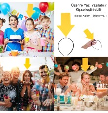 Kişiselleştirilebilir Ok Taç – Üzerine Yazı Yazılabilen Parti Tacı Sarı Renk