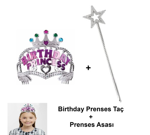 Kız Çocuk Doğum Günü Prenses Seti – Taç ve Sihirli Asa