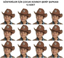 Kovboy Şerif Şapkası Kahve 12 Adet - Kostüm, Parti ve Gösteri Şapkası