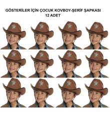 Kovboy Şerif Şapkası Kahve 12 Adet - Kostüm, Parti ve Gösteri Şapkası