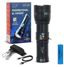 Lazer Etkili Profesyonel El Feneri 30.000 Lümen WT-631