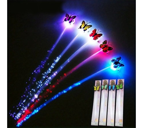 Led Fiber Optik Işıklı Kelebek Saç Klipsi 1 Adet