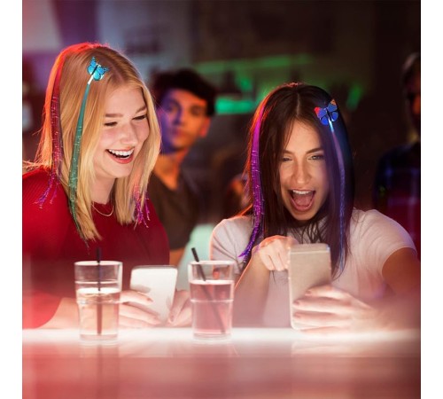 Led Fiber Optik Işıklı Kelebek Saç Klipsi 1 Adet