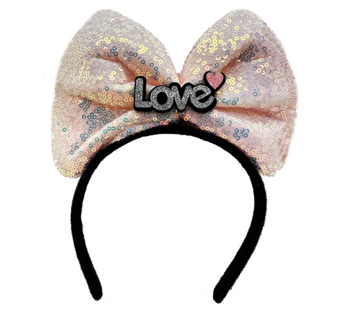 Led Işıklı 3 Farklı Fonksiyonda Yanan Gümüş Love Yazılı Toz Pembe Fiyonk Taç 20X17 cm