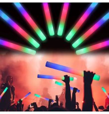 Led Işıklı ( 6 Adet ) 3 Modlu Kauçuk Işıklı Sünger Parti Çubuk Sopa - 46 cm