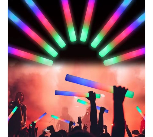 Led Işıklı ( 6 Adet ) 3 Modlu Kauçuk Işıklı Sünger Parti Çubuk Sopa - 46 cm