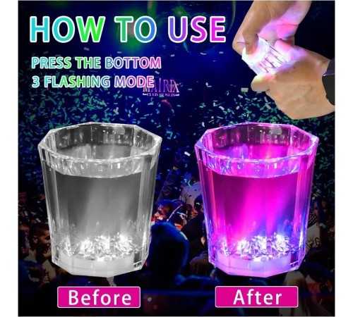 LED Işıklı Eğlence Bardakları - 3 Modlu Renk Değiştiren Bardak 12 Adet