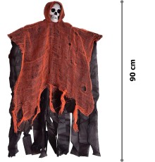 Led Işıklı Kahkaha Atan Sesli Sensörlü Ürpertici Kuru Kafa Korku Hayalet Saçaklı Dekor 90x50 cm