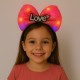 LED Işıklı Love Yazılı Fuşya Fiyonk Taç – Kız Çocuk Parti Tacı