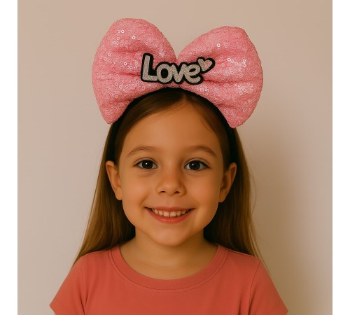 LED Işıklı Love Yazılı Fuşya Fiyonk Taç – Kız Çocuk Parti Tacı