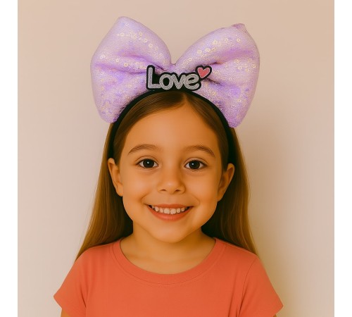 LED Işıklı Love Yazılı Mor Fiyonk Taç – Kız Çocuk Parti Tacı