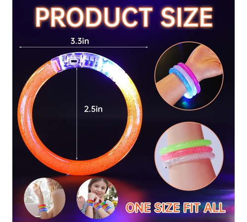 Led Işıklı Pilli Işıklı Rengarenk Bileklik Işıklı Bilezik Karışık Renk 1 Adet