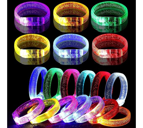 Led Işıklı Pilli Işıklı Rengarenk Kalın Bileklik Işıklı Bilezik Karışık Renk 1 Adet