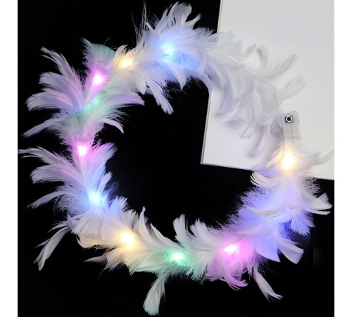 Led Işıklı Rengarenk Yanan 3 Fonksiyonlu Otrişli Parti Tacı Beyaz Renk 12x12 cm