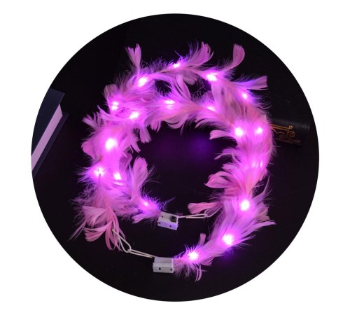 Led Işıklı Rengarenk Yanan 3 Fonksiyonlu Otrişli Parti Tacı Pembe Renk 12x12 cm