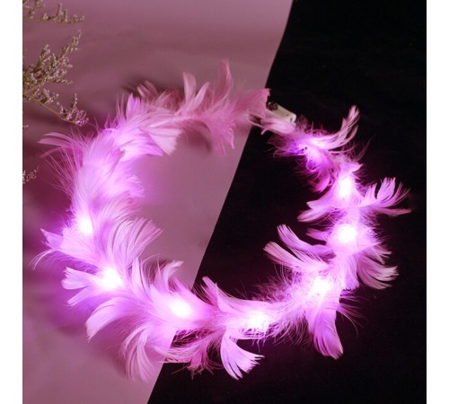 Led Işıklı Rengarenk Yanan 3 Fonksiyonlu Otrişli Parti Tacı Pembe Renk 12x12 cm