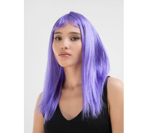 Lila Renk Uzun Düz Parti Peruğu