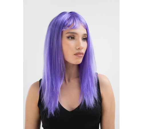 Lila Renk Uzun Düz Parti Peruğu